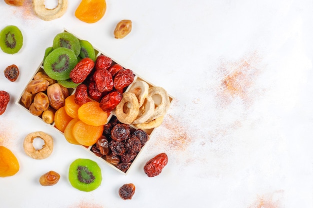 Free photo dried organic fruits assortment.