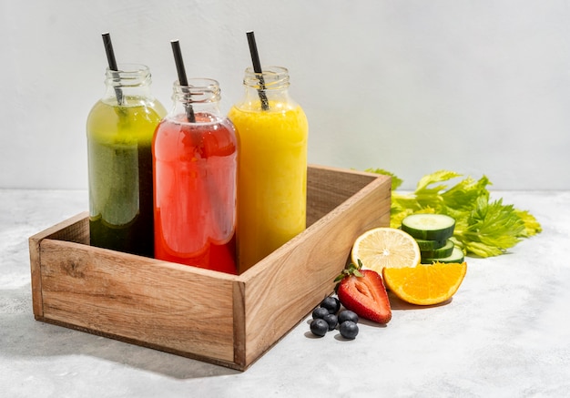 Drink bottles in wooden crate