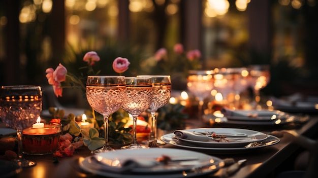 Drinks in glasses for the new year eve celebration