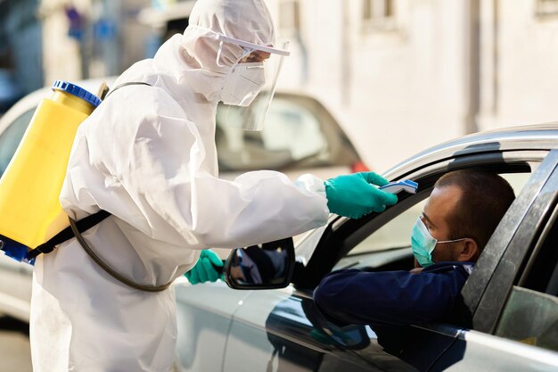 Drive through checkpoint due to coronavirus outbreak