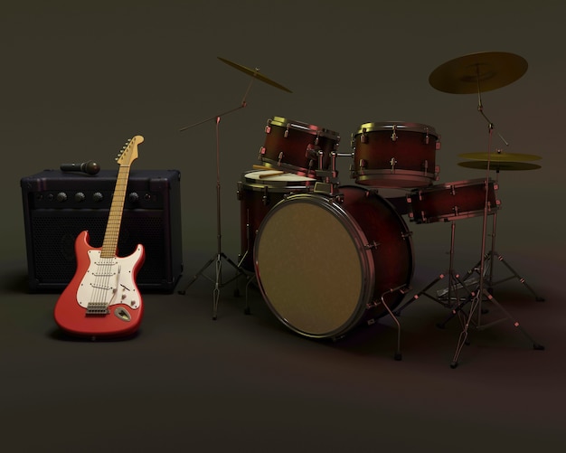 Free photo drums and guitar