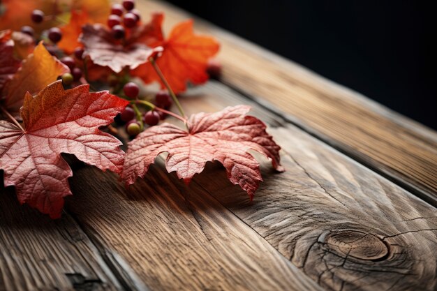 Dry autumn leaves with grapes