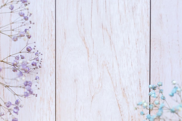 Dry flowers on wooden surface, selective focus, spring mood