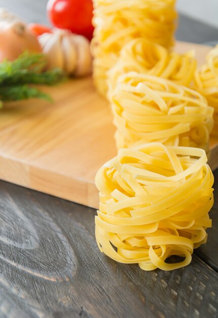 dry pasta spaghetti with ingredient