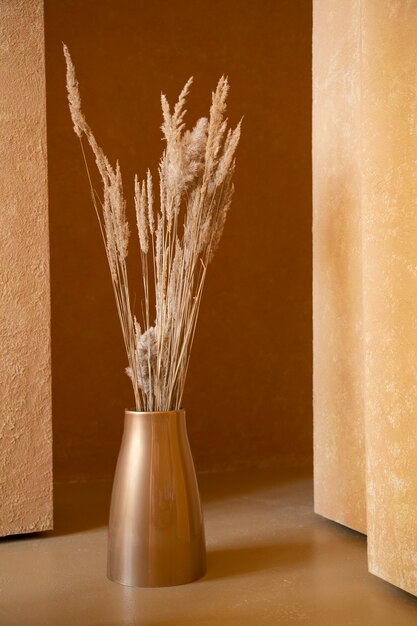 Dry plants in large vase