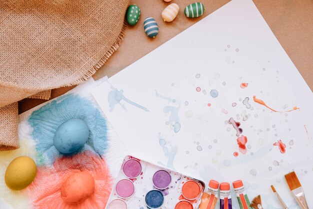 Drying Easter eggs and bright colors