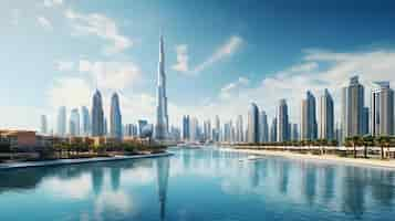 Free photo dubai's stunning skyline wallpaper