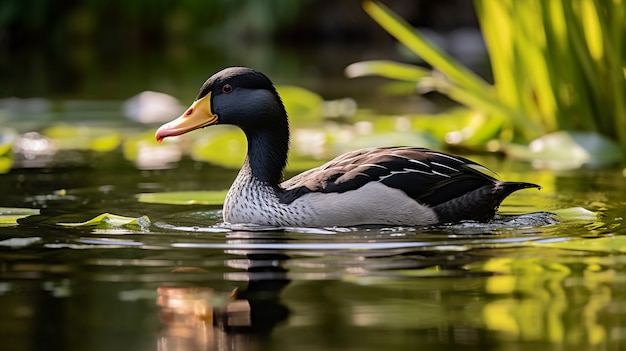 Anatra che vive la vita nella natura