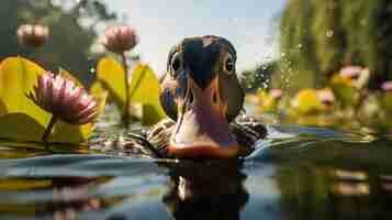 Free photo duck living life in nature