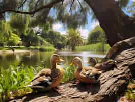 Free photo duck in nature generate image