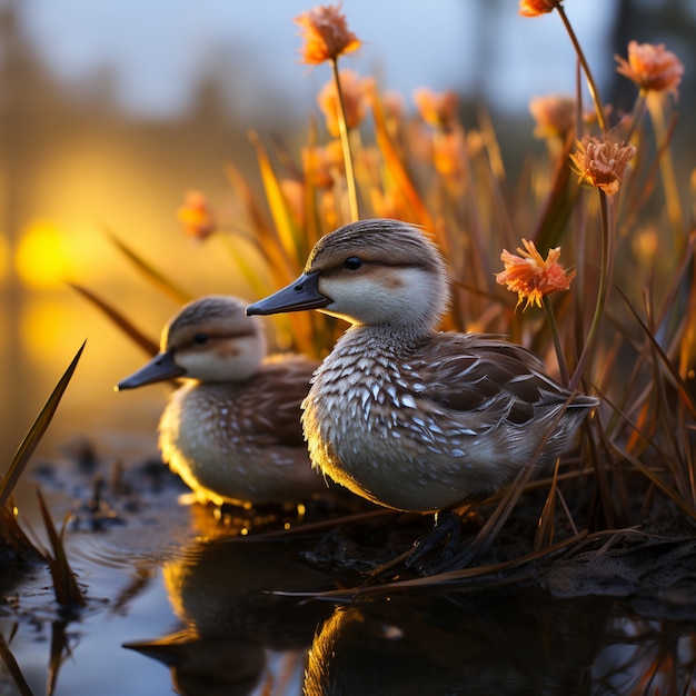 Free photo duck in nature generate image