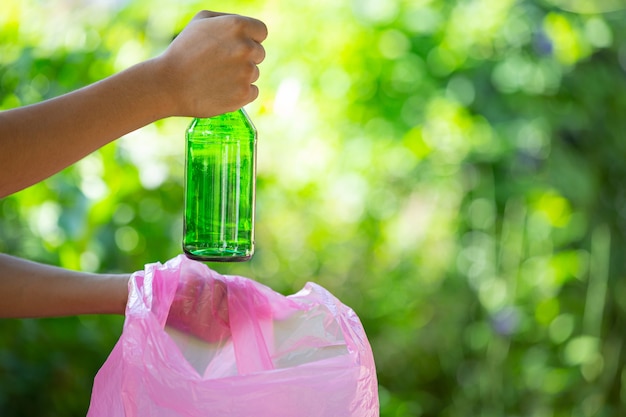 Dumping garbage in garbage bags