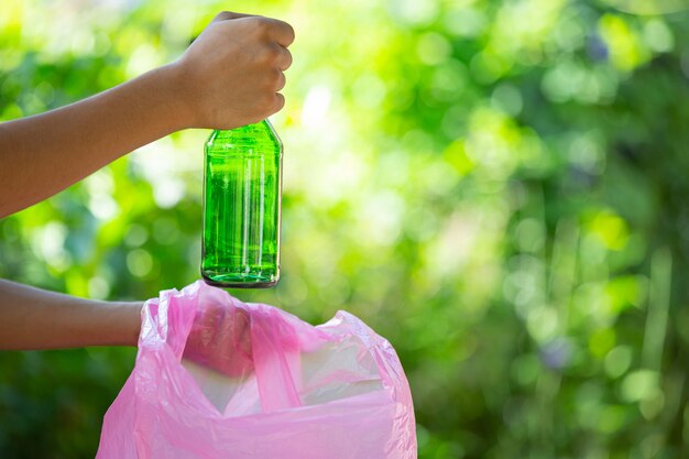 Dumping garbage in garbage bags