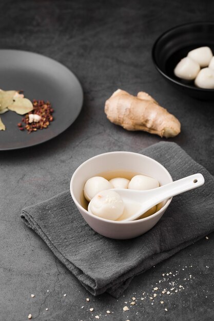 Dumplings and ginger with spices