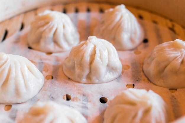 Dumplings on tray