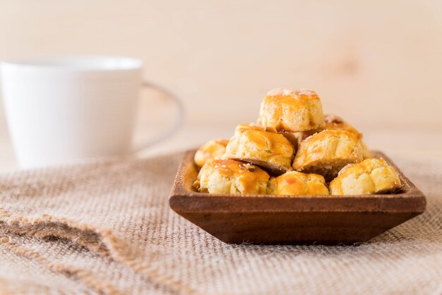 durian cookies on white plate