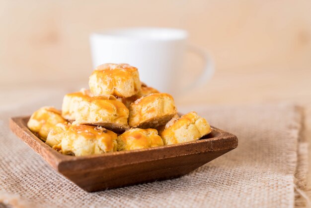 durian cookies on white plate