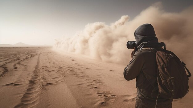 Dust storms creating a surreal atmosphere as they sweep across the desert