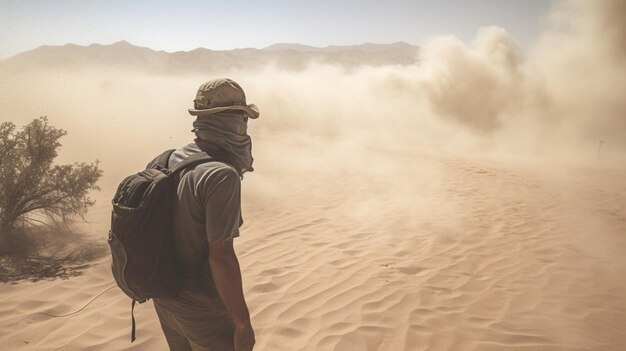 砂漠を吹き抜ける砂嵐が非現実的な雰囲気を生み出す