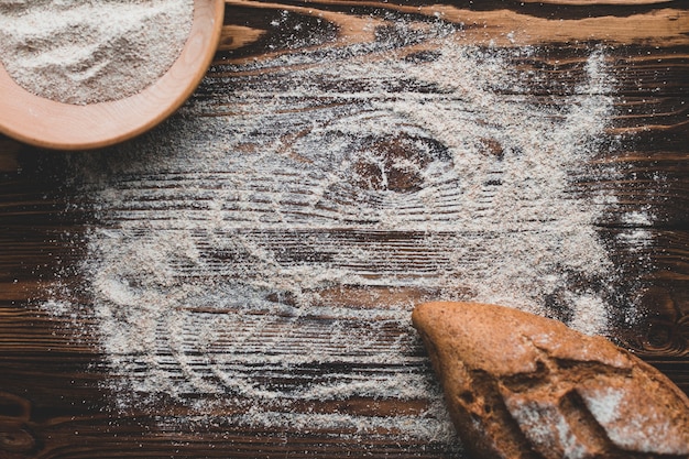 Dusted tabletop with flour