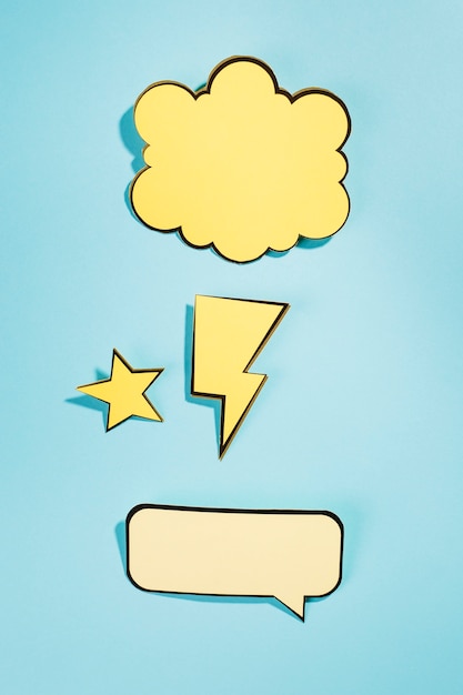 Dynamic cartoon speech bubble on blue backdrop