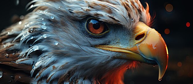 Eagle in water drops