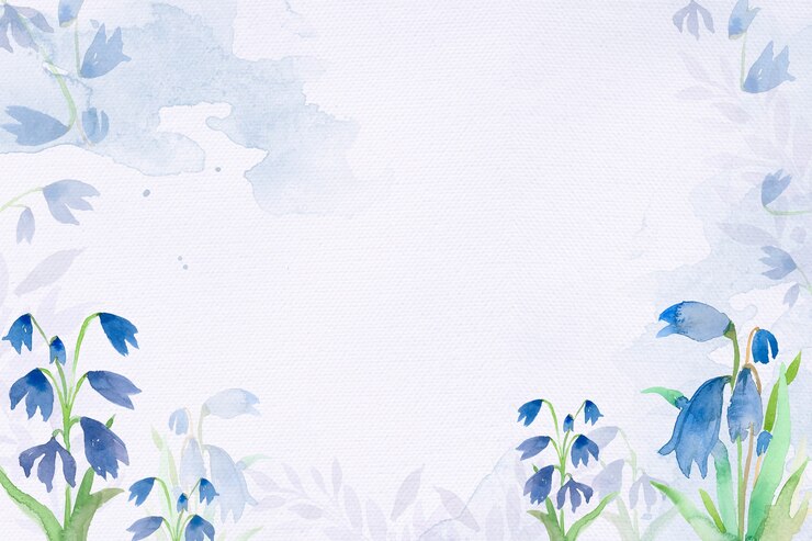 無料Photo 青い水彩画の冬の季節の初期のシラーの花フレームの背景
