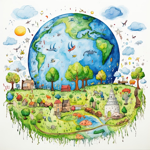 Free photo earth  in  cartoon style