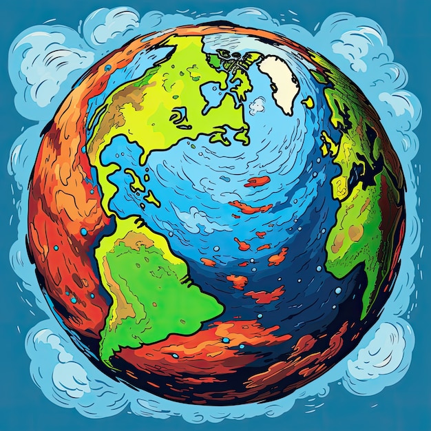 Free photo earth  in  cartoon style