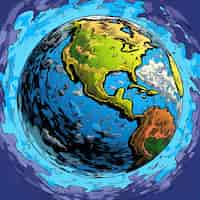 Free photo earth  in  cartoon style