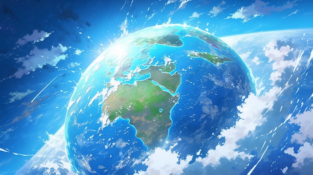 Free photo earth depicted in anime style