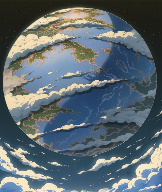 Earth depicted in anime style