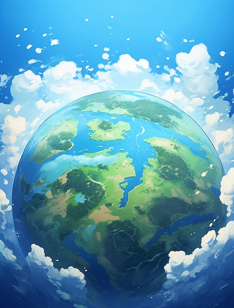 アニメスタイルで描かれた地球