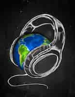 Free photo earth headphone music background