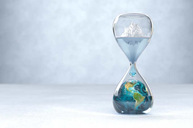 砂時計の地球惑星地球温暖化の概念