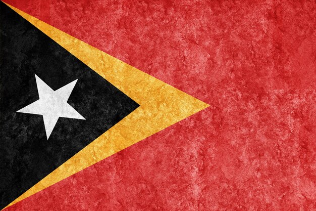 Металлический флаг Восточного Тимора, текстурированный флаг, гранж-флаг