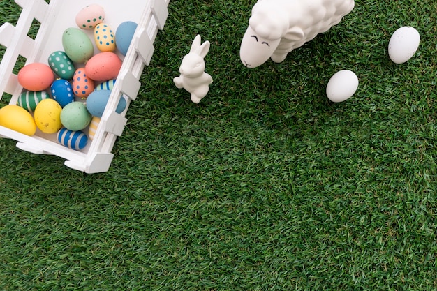 Easter background with decorative items