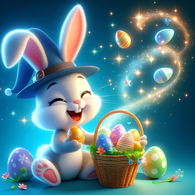Бесплатное фото Пасхальные кролики и яйца