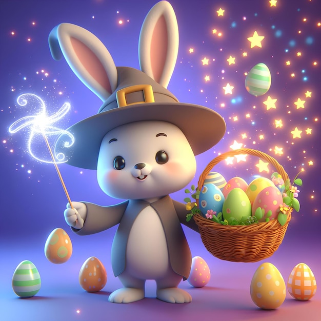 Бесплатное фото Пасхальные кролики и яйца