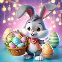 Free photo easter bunnies and eggs