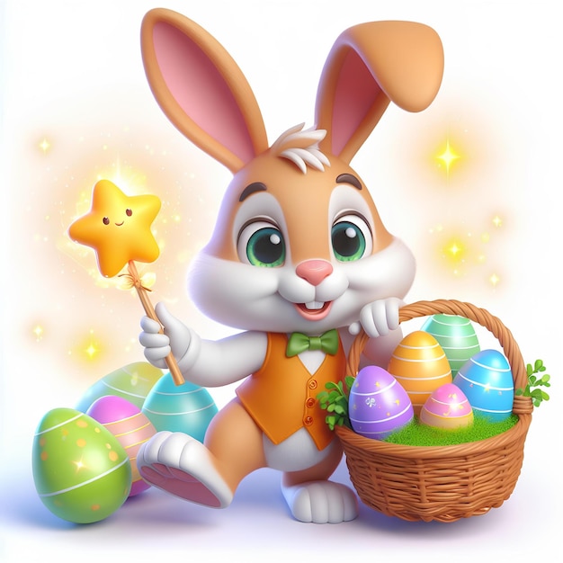 Free photo easter bunnies and eggs