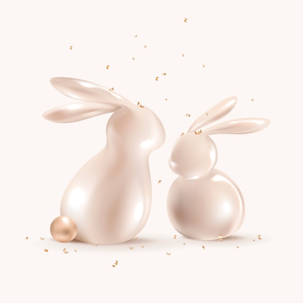 Free photo easter bunny 3d in rose gold for cute greeting card