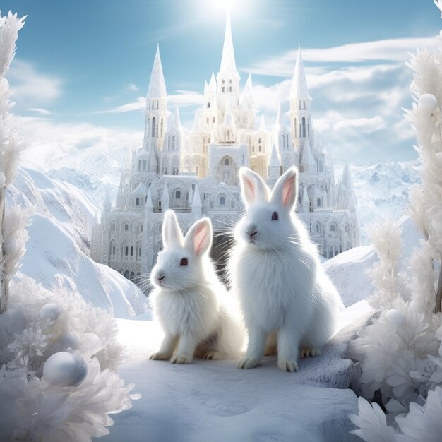 Easter bunny on a fantasy world