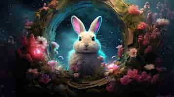 Free photo easter bunny on a fantasy world