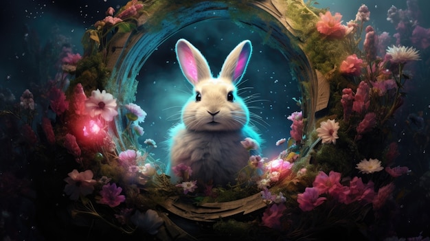 Easter bunny on a fantasy world