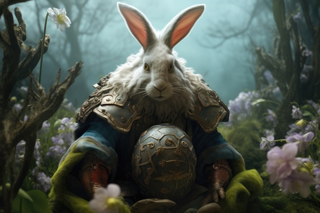 Free photo easter bunny on a fantasy world