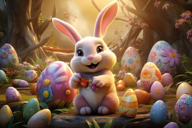 Easter bunny on a fantasy world