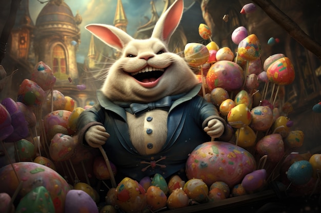 Foto gratuita il coniglietto di pasqua in un mondo immaginario