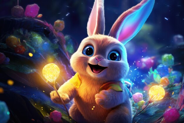 Easter bunny on a fantasy world