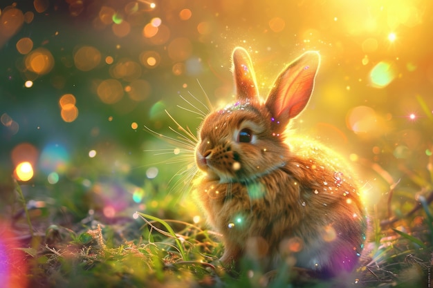 Easter bunny on a fantasy world